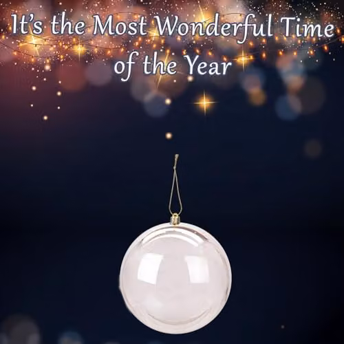 VFM e-Store Round Glass Christmas Bauble Hanging Ornament in Gold and Transparent, Diameter: 12 cm – 3