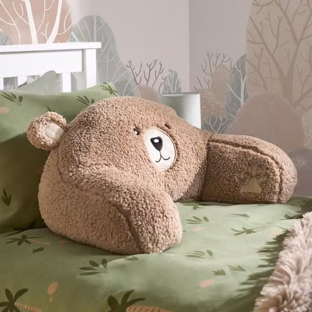 OHS Bear Teddy Fleece U-Shaped Reading and Gaming Support Cushion in Natural Beige – 1
