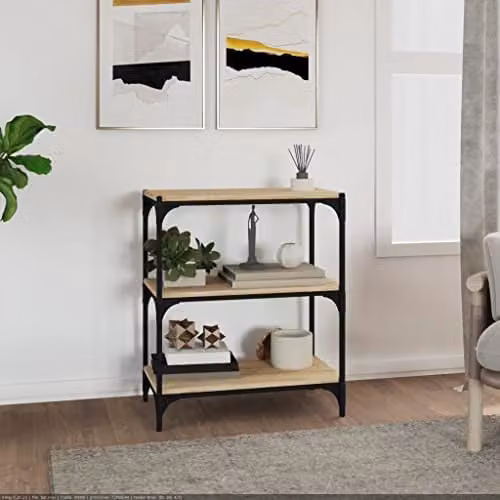 vidaXL Industrial Book Cabinet in Sonoma Oak with Metal and MDF, W: 60 cm, D: 33 cm, H: 70.5 cm – 2