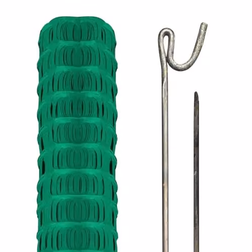 Pegdev Green Plastic Barrier Fencing with Steel Pins, 25m – 4
