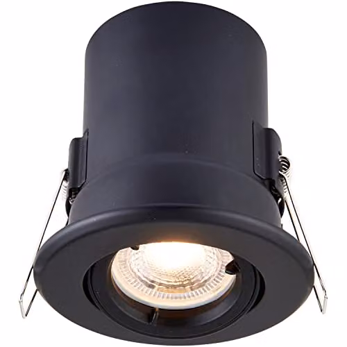 Loops 2 Pack Black Tiltable Recessed Ceiling Downlights, Dimmable, Fits 83mm Hole, GU10 Compatible – 3