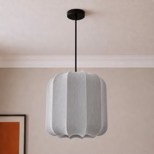 CGC Lighting Grey Cylinder Ribbed Stretch Cotton Fabric Lampshade