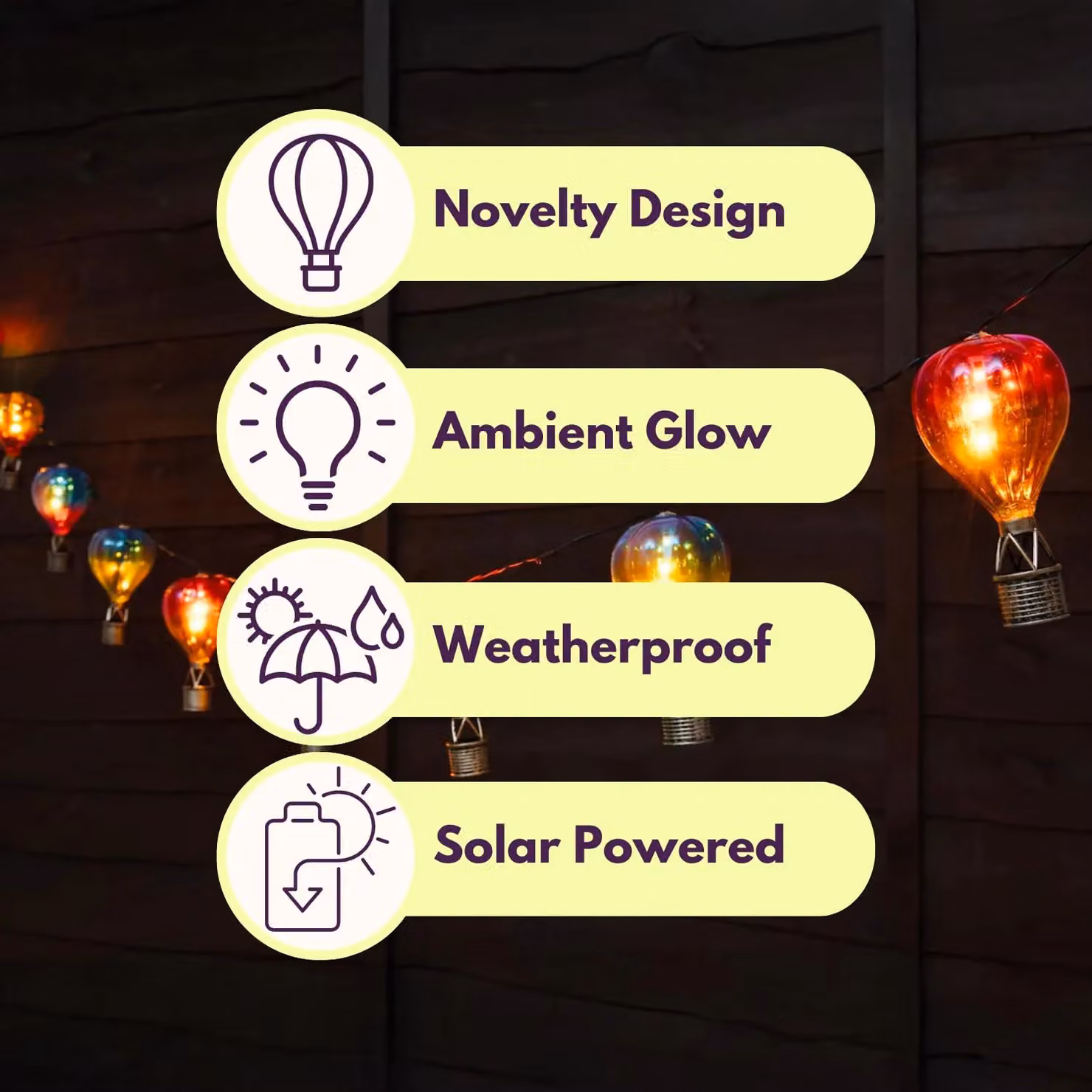 Marco Paul Multicoloured Solar Powered LED Hot Balloon String Lights with Dusk Sensor – 3