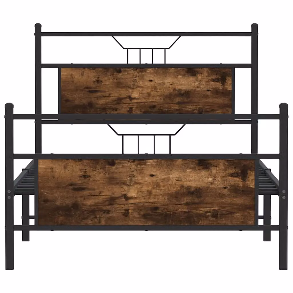 Berkfield Home Smoked Oak Bed Frame in Brown, W/D/H: 100 x 200 cm – 3