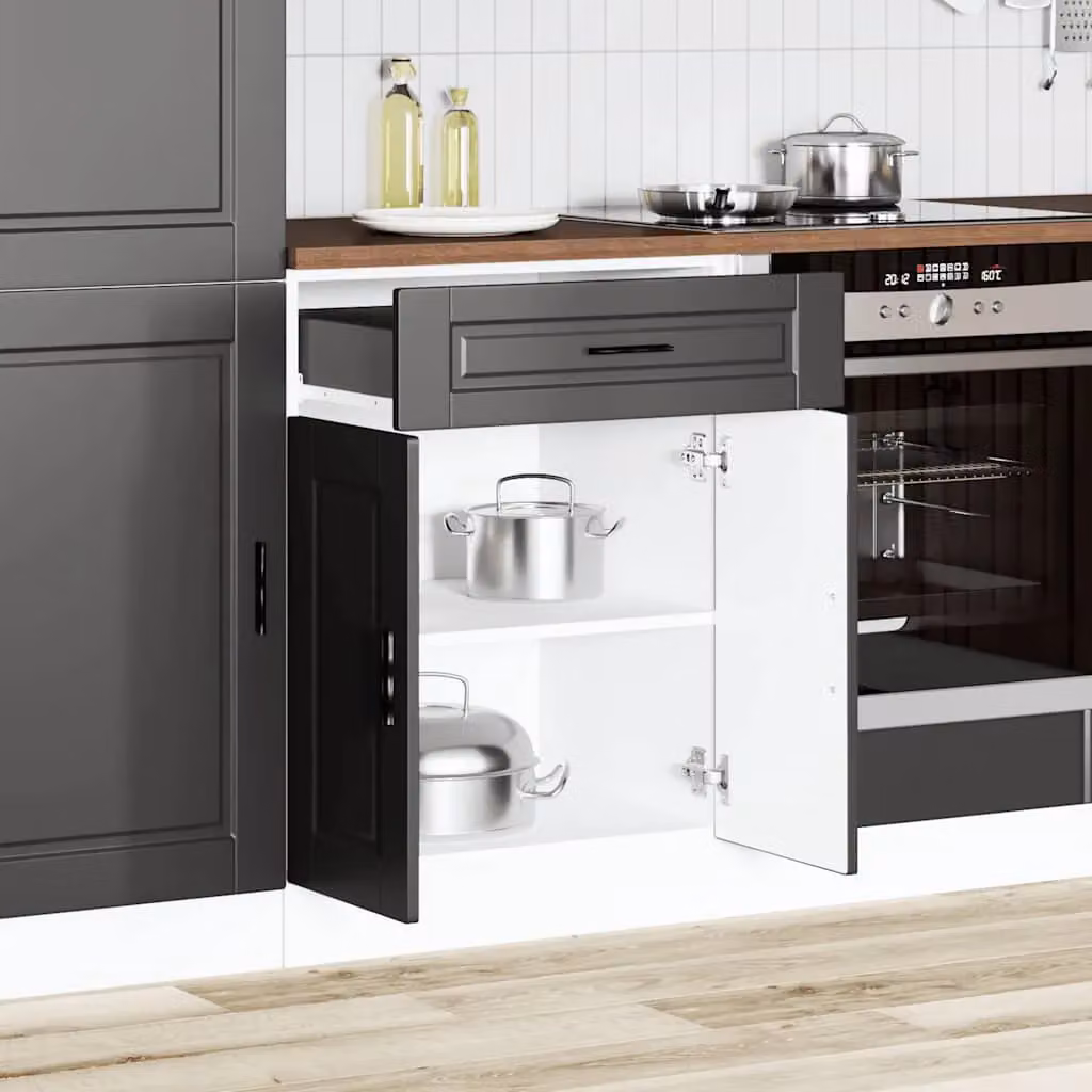 Berkfield Home Porto Black Matt Engineered Wood Kitchen Base Cabinet – 2