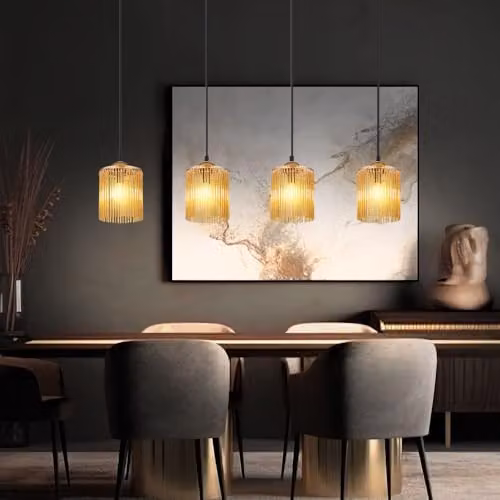 Netlighting Leeds Bar Pendant Ceiling Light in Gold/Brass with 4x E14 Sockets, H x W x D: 133 x 87 x 12 cm – 4
