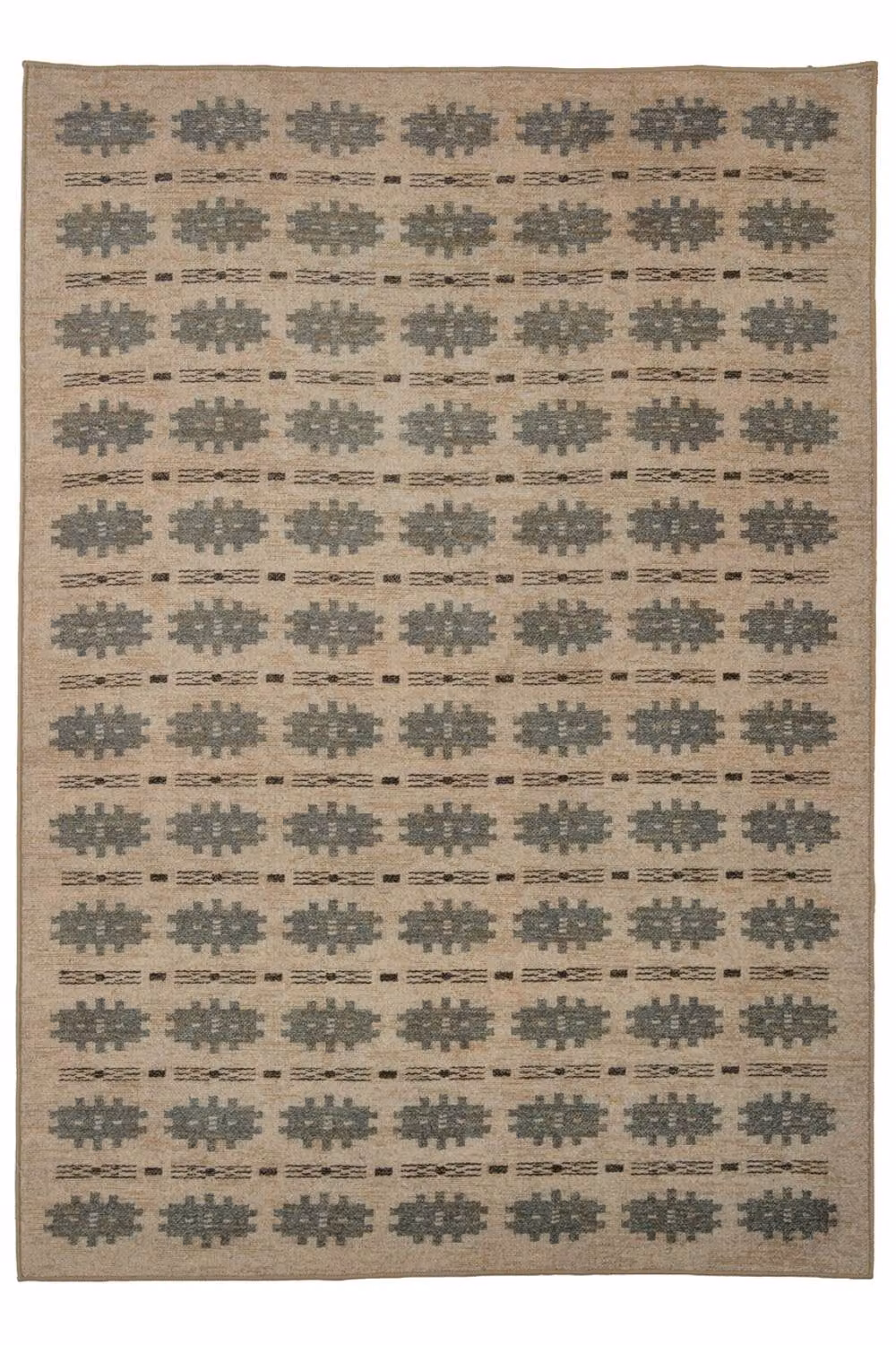 Kukoon Beige and Green Washable Jute Style Distressed Aztec Area Rug, W: 160 cm, L: 230 cm – 2
