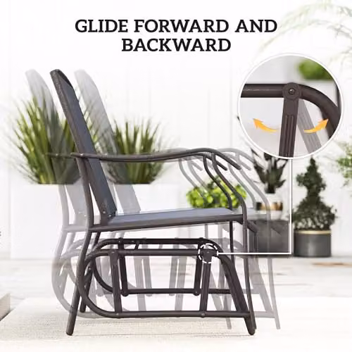 Outsunny 3 Piece Outdoor Rocking Glider Chair and Table Set in Grey – 3