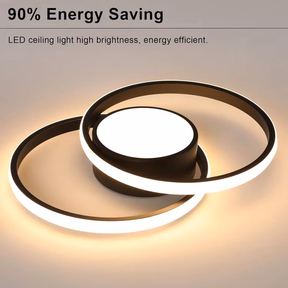 COMELY Modern Round LED Ceiling Light, 40W Dimmable with Remote Control, Black – 5
