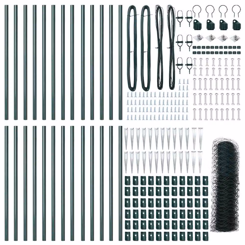 Berkfield Home Green Steel Hexagon Fence, 0.5 x 50 m – 4