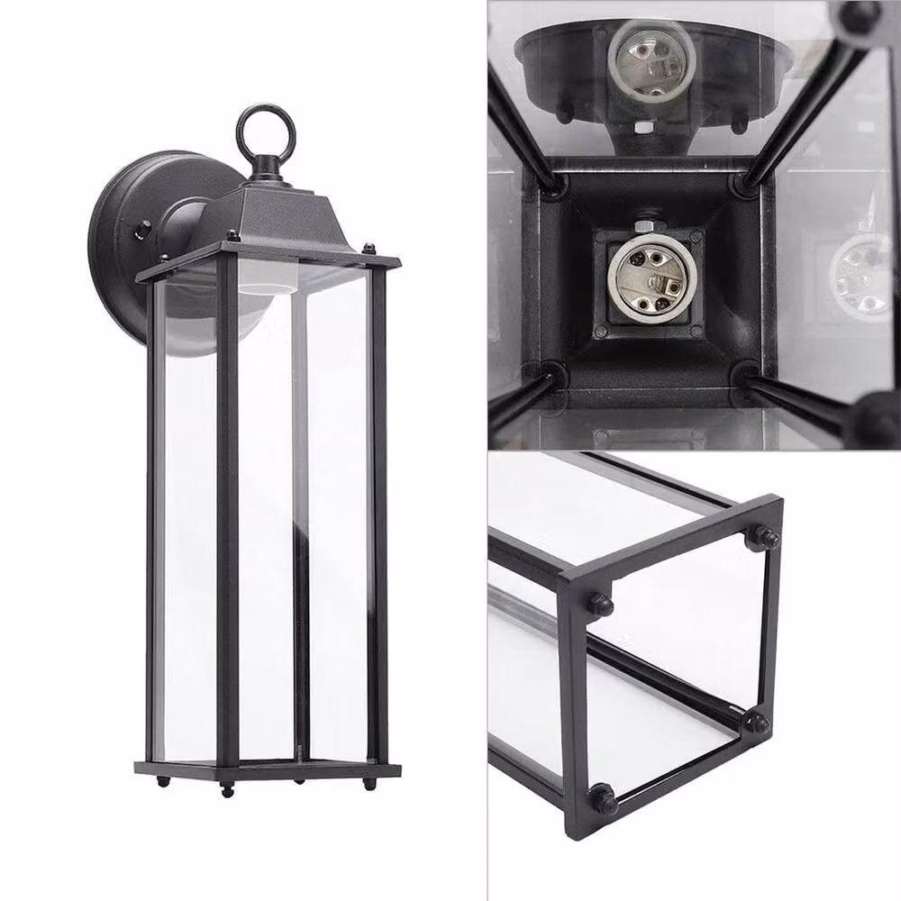 PAWNORA Black Outdoor Wall Lantern with Transparent Glass for Gardens – 4