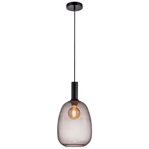 Nordlux Alton Suspended Pendant Light in Black Glass and Metal with E27 Fitting, Diameter: 23 cm