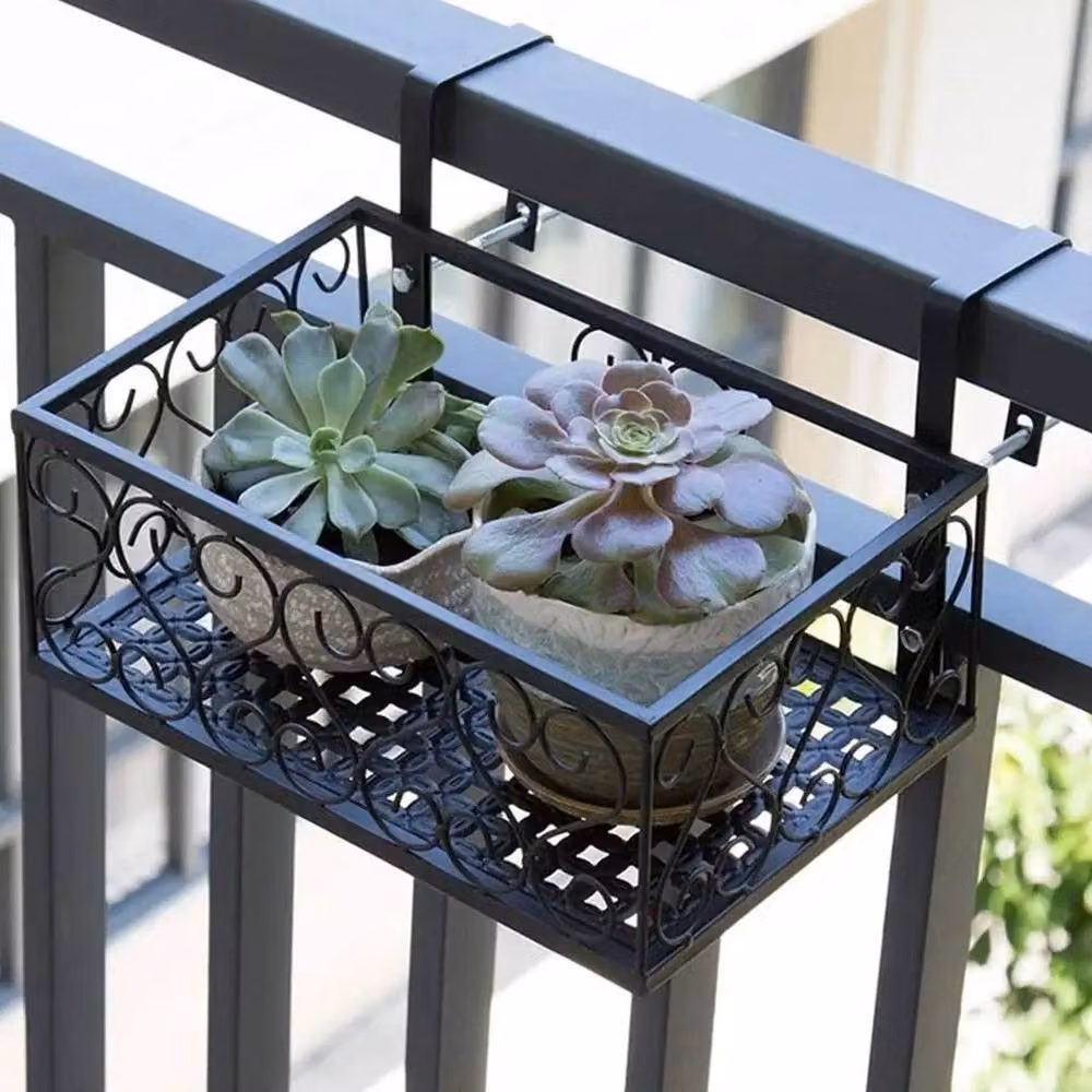 Kelvenix Black Metal Balcony Flower Rack Planter Window Box W/D/H: 80 x 20 x 12 cm – 3