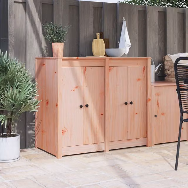 Berkfield Home Outdoor Kitchen Doors, 2 Piece Set in Brown Solid Wood, W/D/H: 50 x 9 x 82 cm