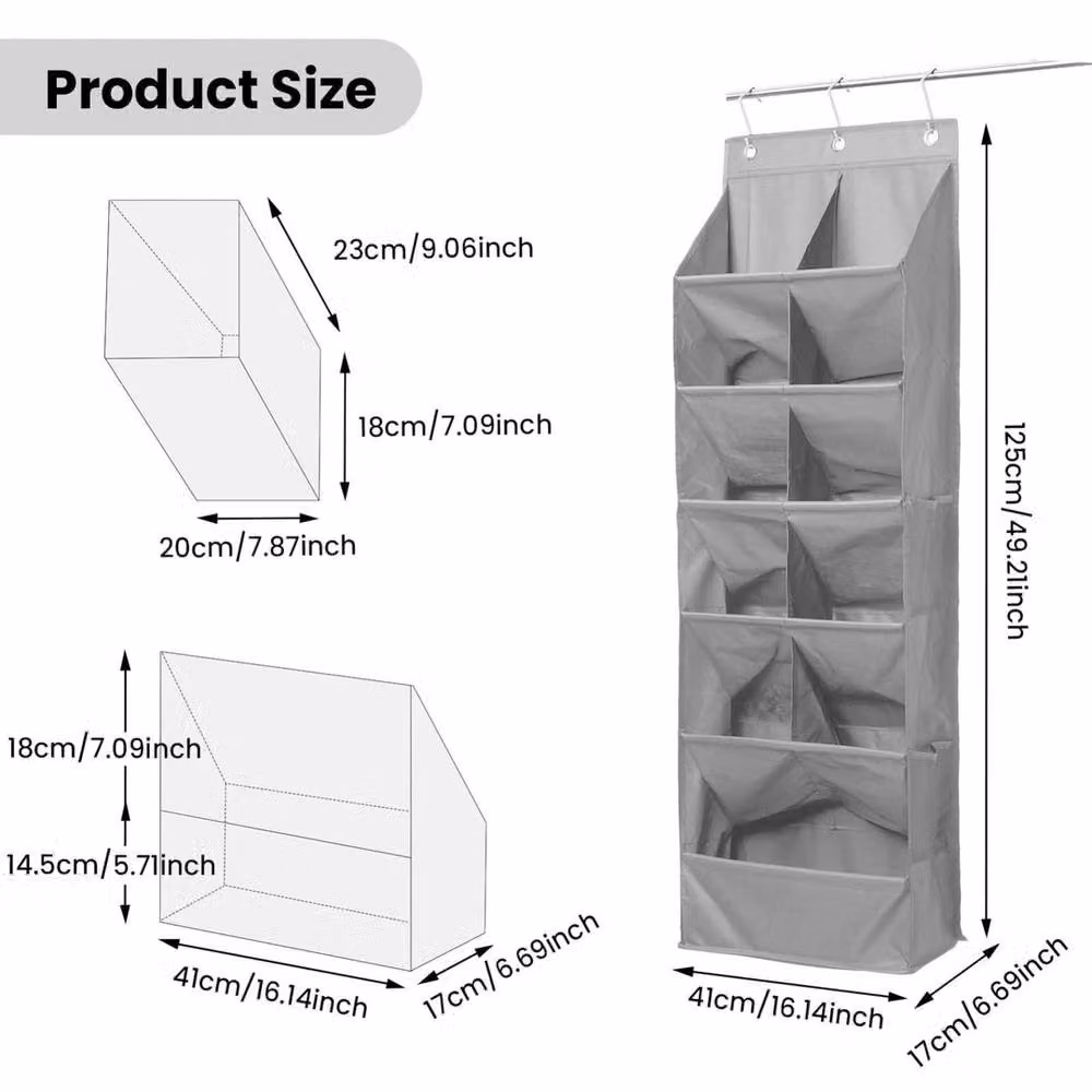 EONLION Grey Over The Door Shoe Organiser with 11 Pockets Hanging Storage Rack – 2