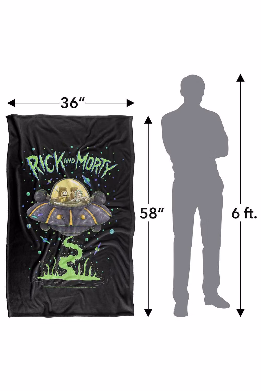 LOGOVISION Rick and Morty Drunk Rick Ship Super Soft Fleece Throw Blanket, Multicolour, W: 152 cm, D: 127 cm – 8