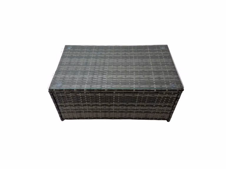 Fimous Rattan Garden Furniture Set in Grey with Lounge Armchair, Outdoor Coffee Table and Upholstered Cushions