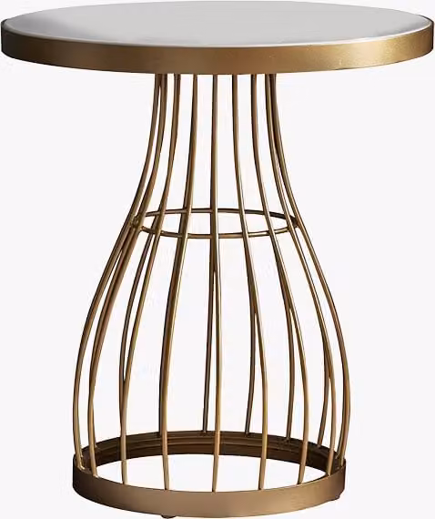 Perch & Parrow Vivien Round Marble Side Table in Bronze and White