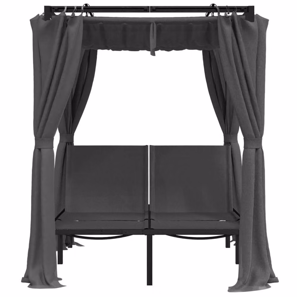 Berkfield Home Beautiful Double Sun Lounger with Side and Top Curtains in Anthracite – 4