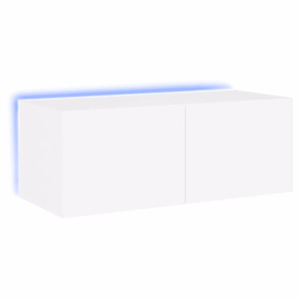 Berkfield Home Modern White Wall Mounted TV Cabinet with Integrated LED Lighting W/D/H: 80 x 35 x 31 cm – 2