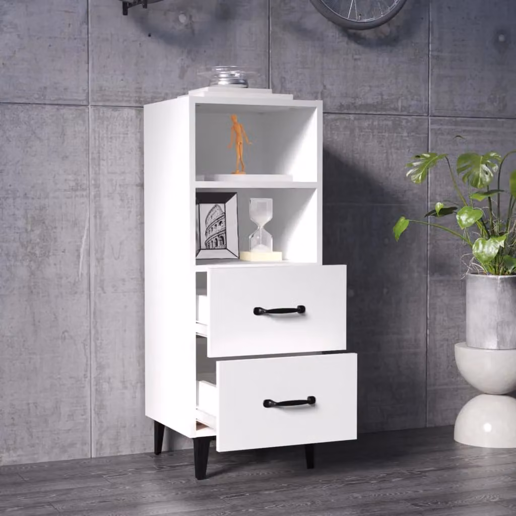Berkfield Home White Sideboard in Engineered Wood, W/D/H: 34.5 x 34.5 x 90 cm – 2