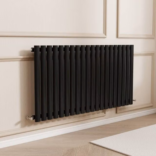 Banyetti Orva Black Horizontal Single Oval Column Radiator, W/H: 60 x 118 cm – 1
