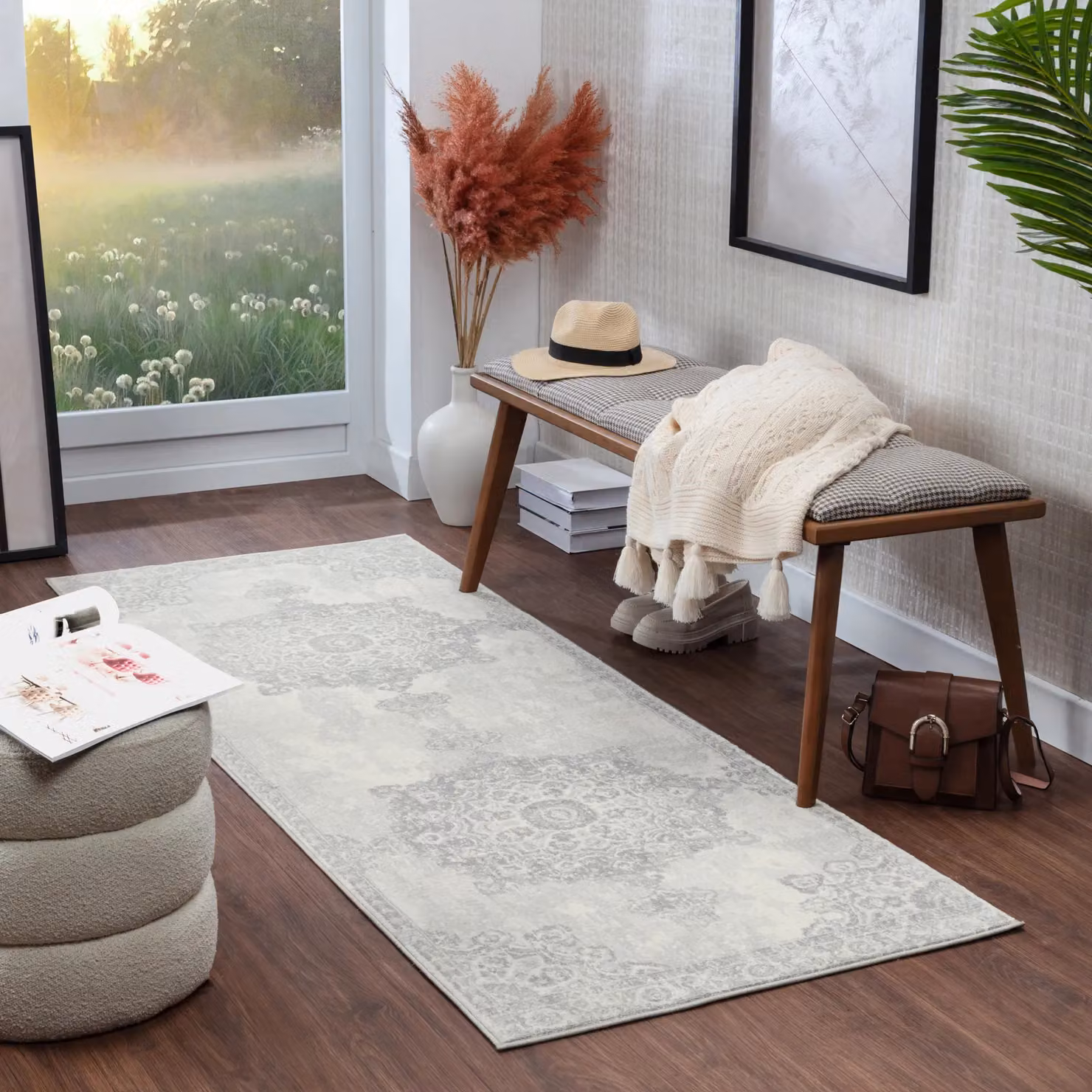 Livabliss Kuta Vintage Boho Rectangular Rug in Grey and Silver, W/D/H: 80 x 150 cm – 5