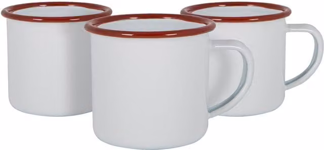 Argon Tableware Pack of 12 Red and White Enamel Espresso Cups, 130ml