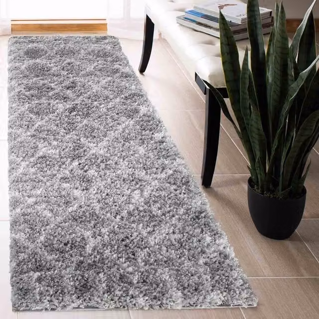 Desire Rugs Moroccan Berber Shaggy Runner with Diamond Design in Grey, W: 60 cm, L: 220 cm