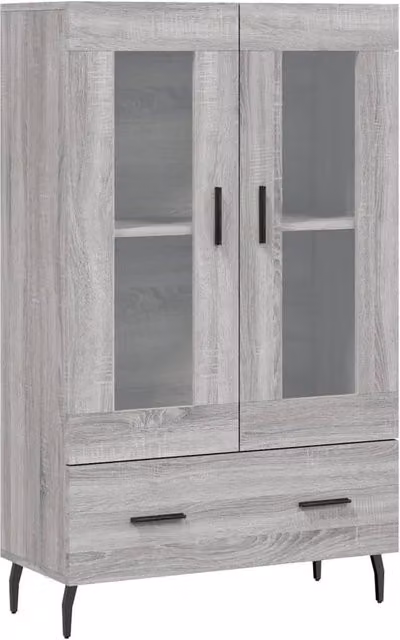 Berkfield Home Modern Grey Highboard with Glass Doors, W/D/H: 69.5 x 31 x 115 cm – 1