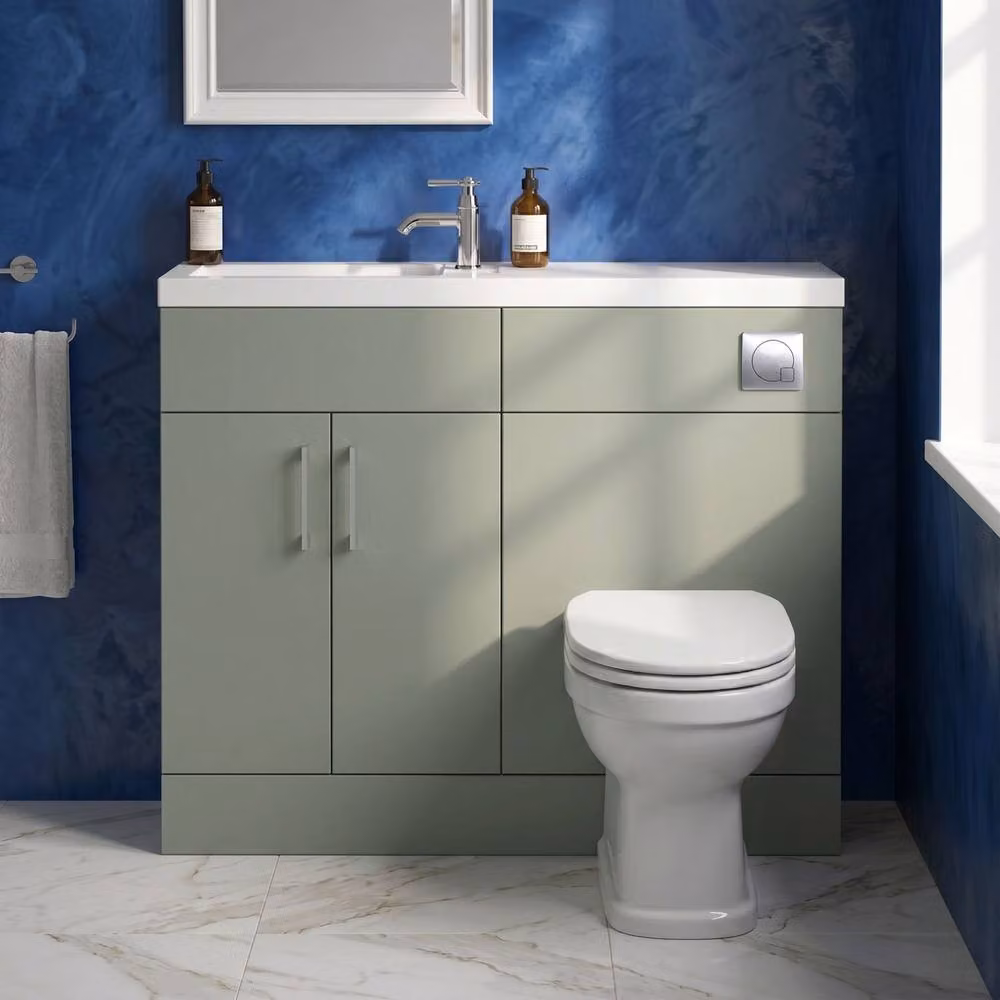 Balterley Wichnor Contemporary Compact 2 Door Vanity Basin WC Unit, Green, Width: 100 cm – 3