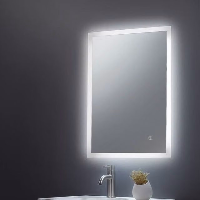 Bathroom Kingdom Noah Illuminated LED Rectangular Mirror in Silver, W: 70 cm, H: 50 cm