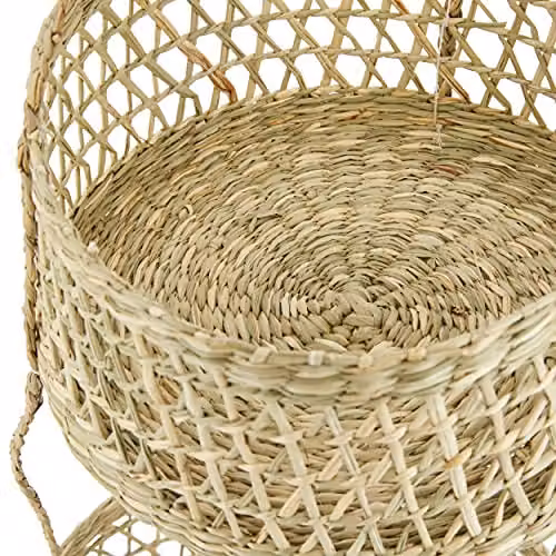 KitchenCraft Natural Elements Two-Tier Rattan Hanging Planter in Beige and Brown – 2