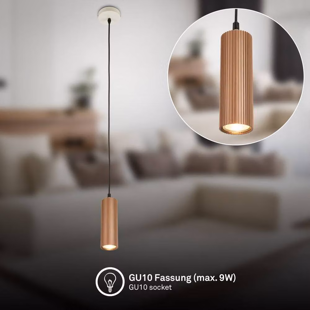 Briloner Coffee Height Adjustable GU10 Pendant Light in Brown – 2