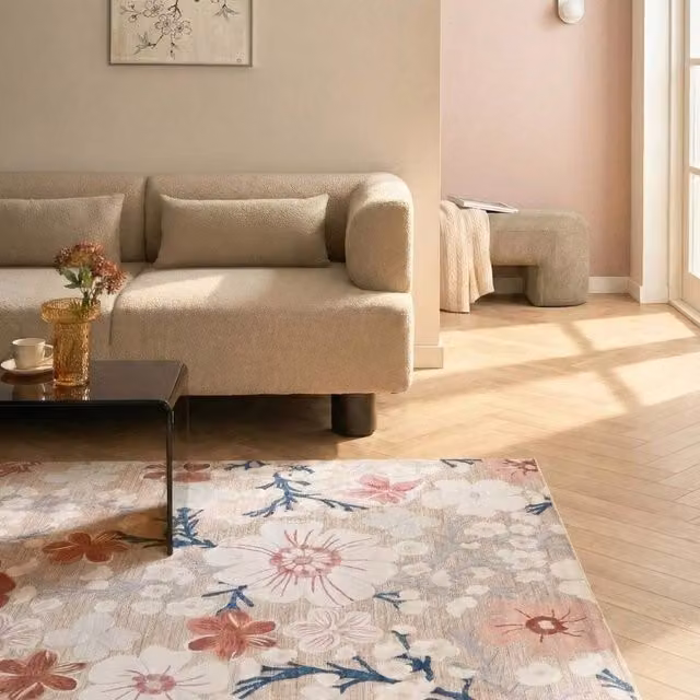 Wyld and Coco Multicolour Floral Area Rug, Low Pile Polyester, W: 140 cm, D: 200 cm – 1