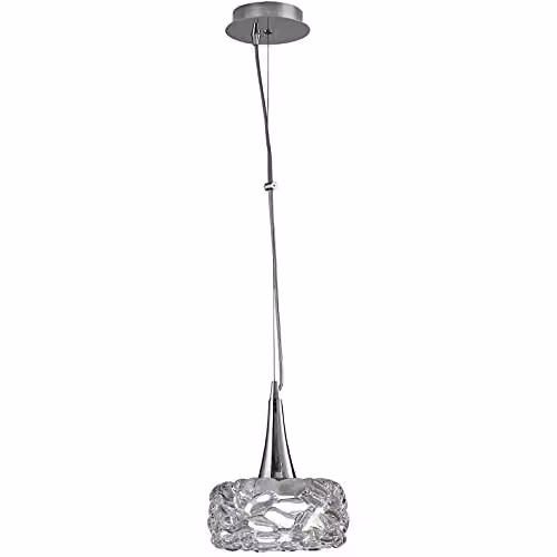Netlighting O2 Large Suspended Ceiling Pendant Light with Transparent Glass in Polished Chrome and Silver, E27