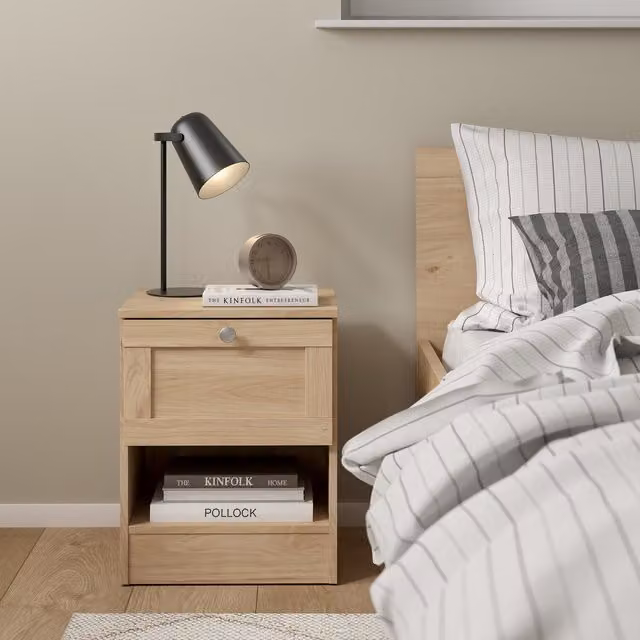 Furniture To Go Jackson Modern Nightstand in Hickory Oak Brown