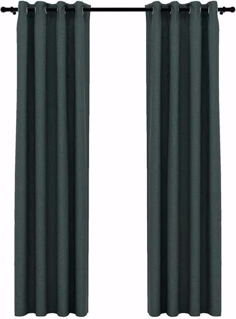 Berkfield Home Linen-Look Blackout Curtains with Eyelets, 2 Pack, Green, W: 140 cm, H: 245 cm