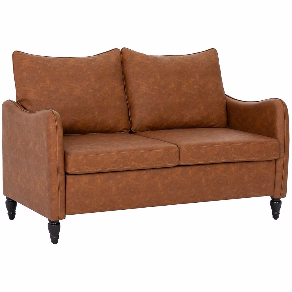 Wyld Haus Mipa 2 Seater Sofa in Brown Faux Leather with Marble Effect – 2