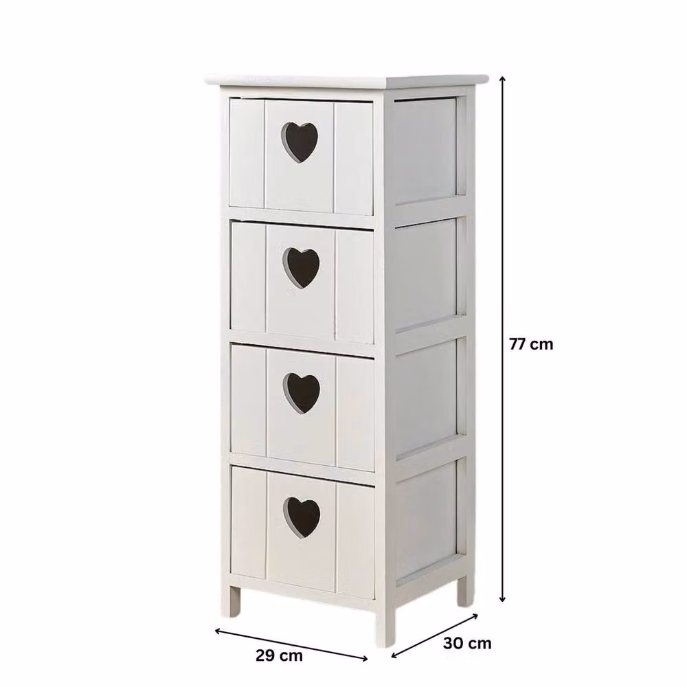 NESTLUNE White Wooden 4 Drawer Chest for Bedroom Storage, W: 100 cm, D: 15 cm – 2