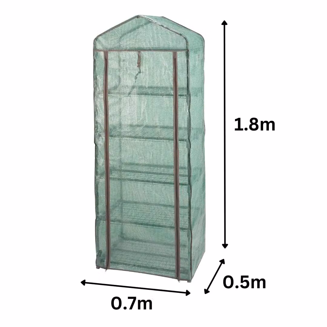 Marco Paul 5 Tier Green Steel Garden Greenhouse with Shelves, H 180 cm x W 70 cm x D 50 cm – 2