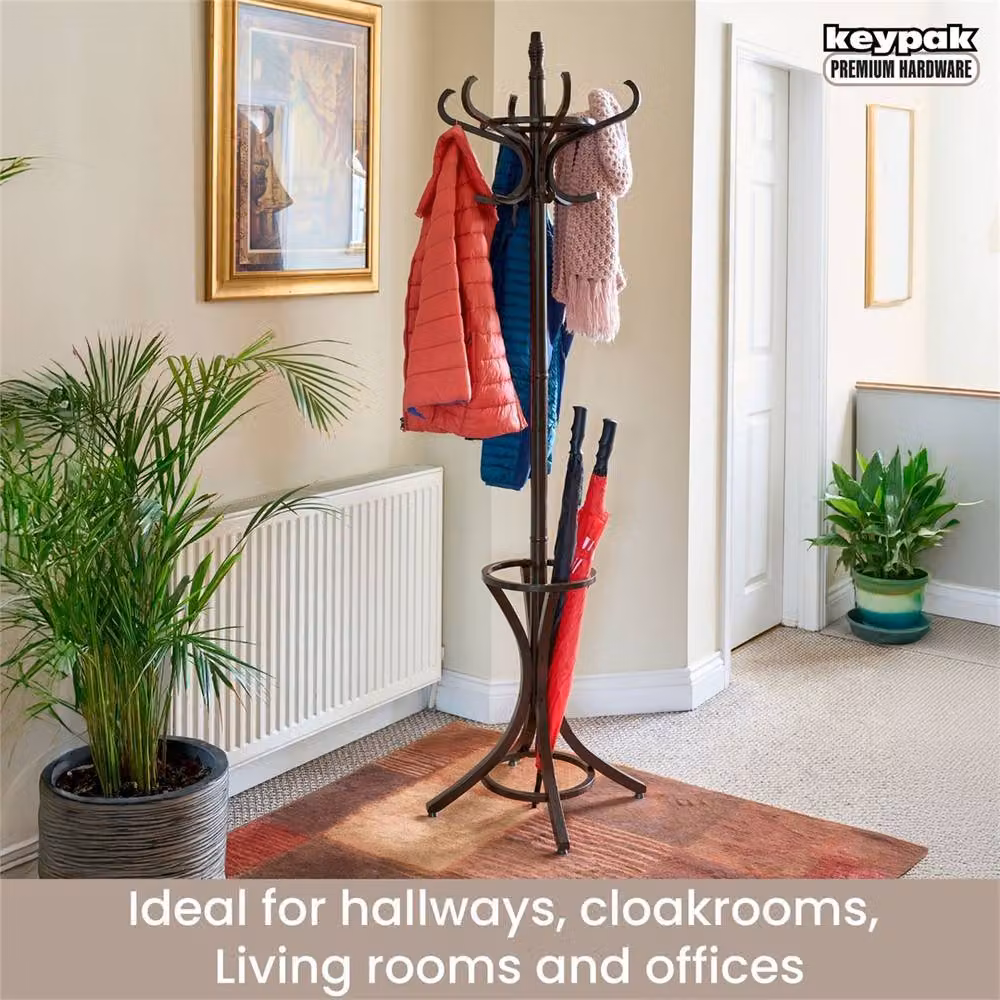 Nordara Brown Walnut Effect Coat Rack Tree with 12 Hooks, Height: 185 cm – 3