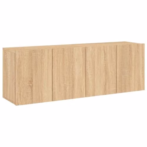vidaXL Set of 2 Wall-Mounted Modern TV Cabinets in Brown Oak Finish, W/D/H: 60.0 x 30.0 x 41.0 cm