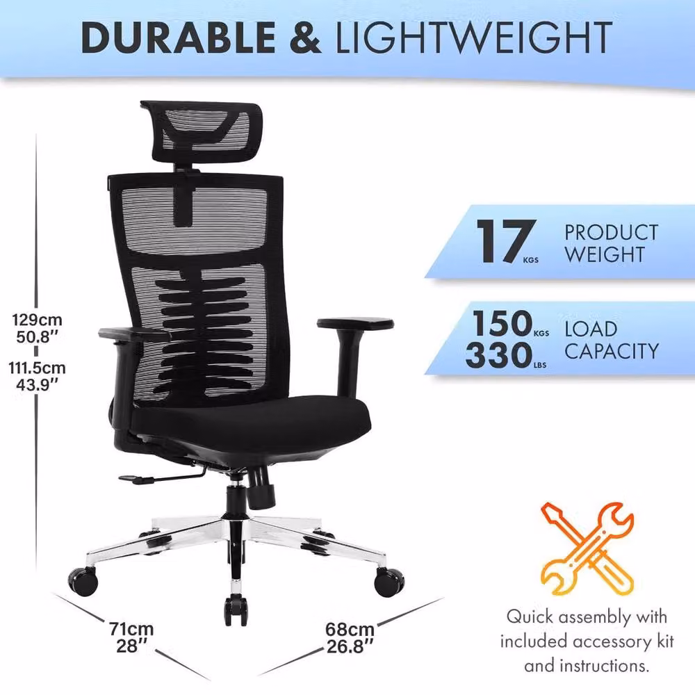 EONLION Model 799 Premium Office Chair with Foam Seat in Black, Width: 100 cm – 2