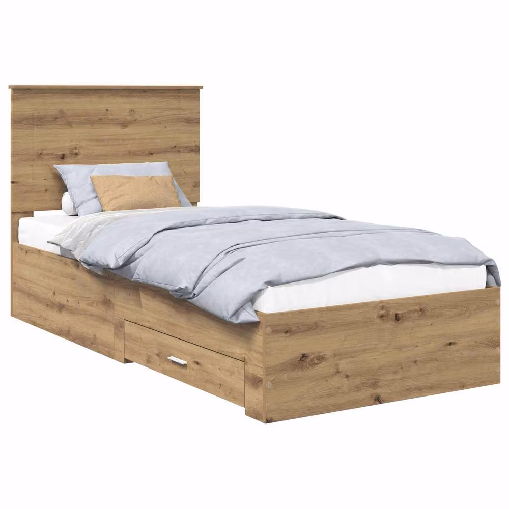 Berkfield Home Artisan Oak Bed Frame with Drawers in Brown, W/D/H: 90 x 190 cm – 2