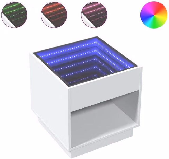 Berkfield Home Infinity LED Coffee Table in White, W/D/H: 50 x 50 x 50 cm – 1