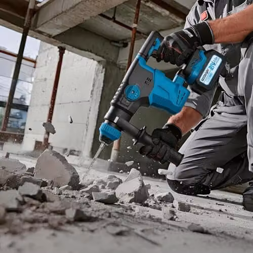 Traderight 21V Brushless Cordless SDS-Plus Rotary Hammer Drill in Blue and Black – 8