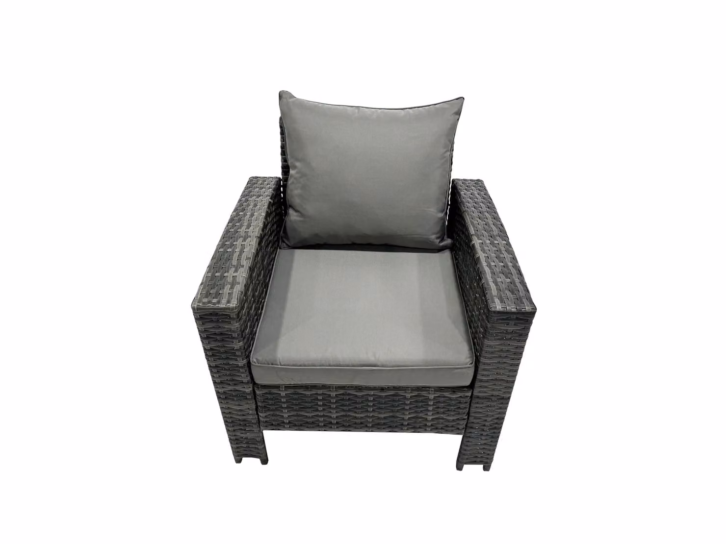 Fimous 6 Seater Rattan Garden Furniture Set in Dark Grey with High Back Sofa, Armchairs, Love Seat and Coffee Table – 4