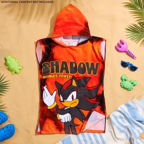 Get Trend Sonic the Hedgehog Hooded Cotton Bath Towel Poncho in Red – 5