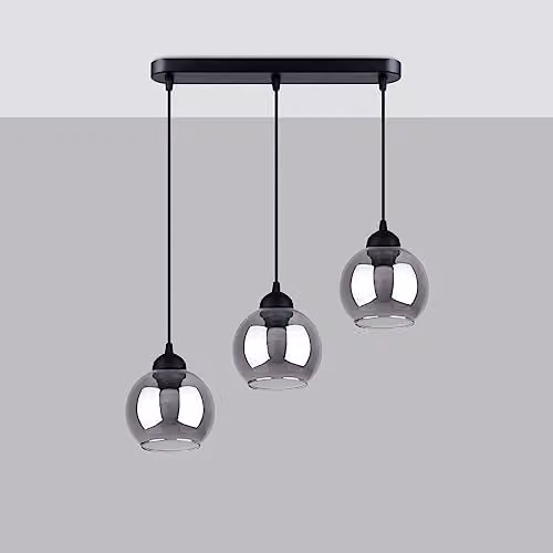 Sollux Alino Black Minimalist Bar Pendant Ceiling Light with Transparent Glass – 2